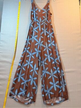 LOFT Brown Jumpsuit with Light Blue Floral Print